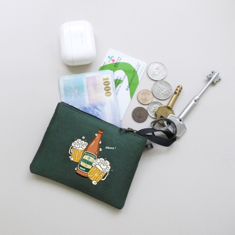 泡泡羊啤酒-钥匙零钱多功能收纳包 - 零钱包 - 其他人造纤维 绿色
