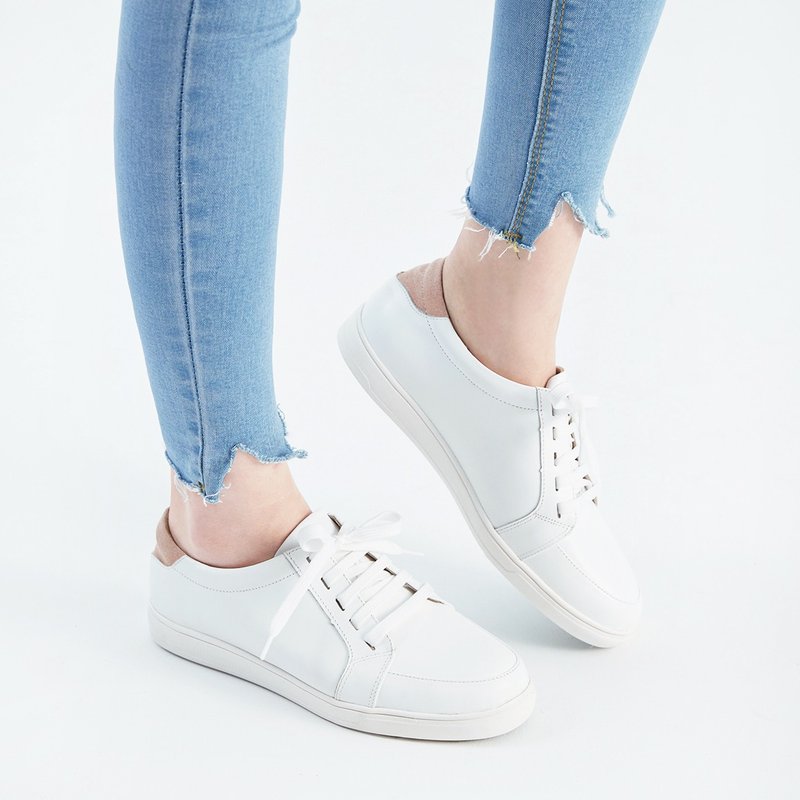 无着色小白鞋-妃颜 - 女款休闲鞋 - 真皮 白色