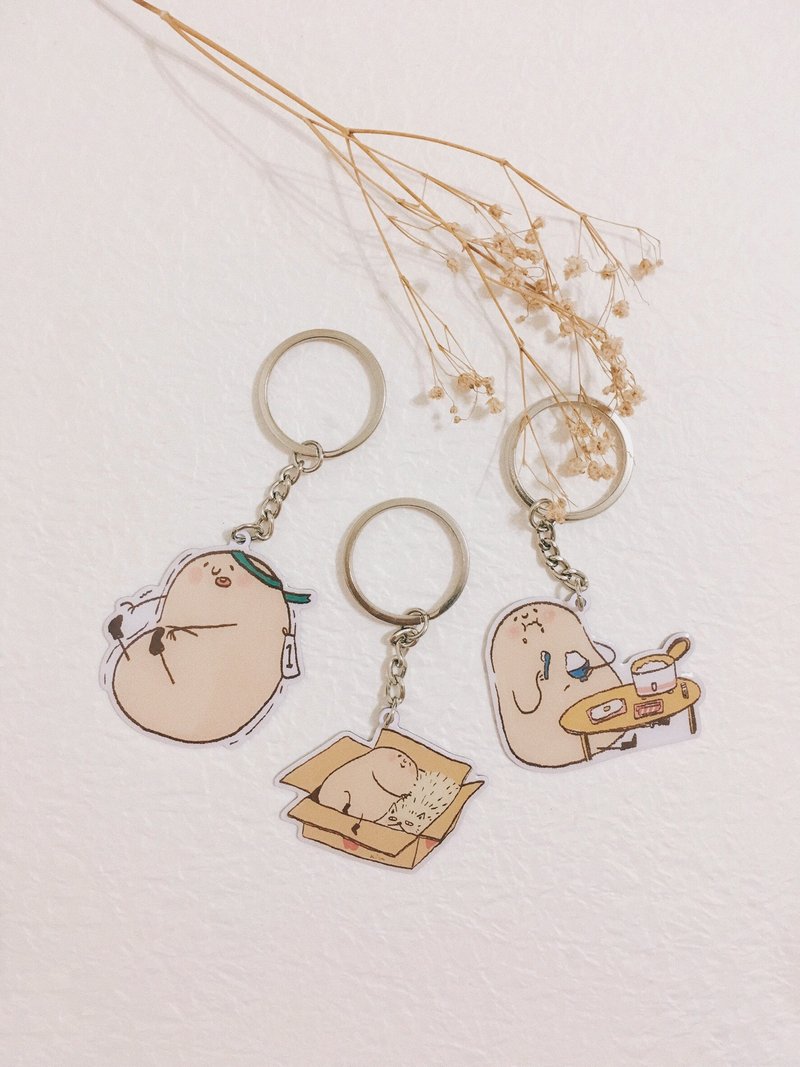 六款 咻熊家的软烂泥 5cm金属吊饰/钥匙圈 - 钥匙链/钥匙包 - 其他金属 卡其色