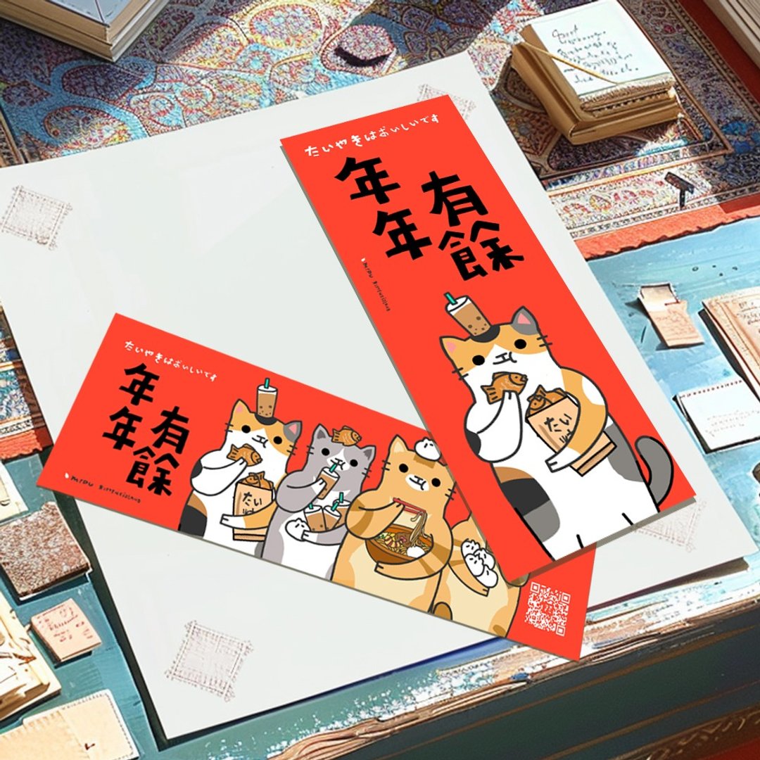 创意长卡/年年有余/原创设计/猫咪/文创春联 - 红包/春联 - 纸 