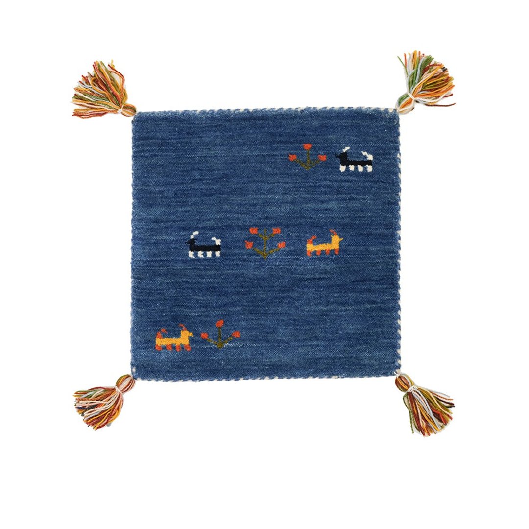 tribal symbol mats_navy bule 彩色复古系打印度手工小毯 - 地垫/地毯 - 羊毛 蓝色