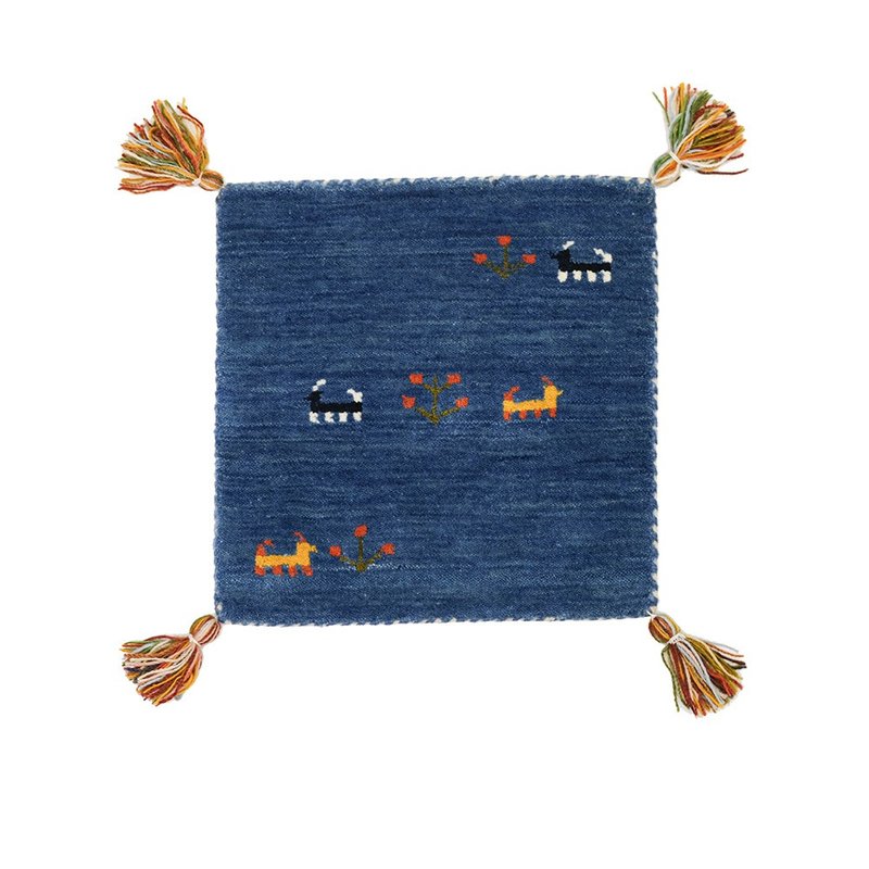 tribal symbol mats_navy bule 彩色复古系打印度手工小毯 - 地垫/地毯 - 羊毛 蓝色