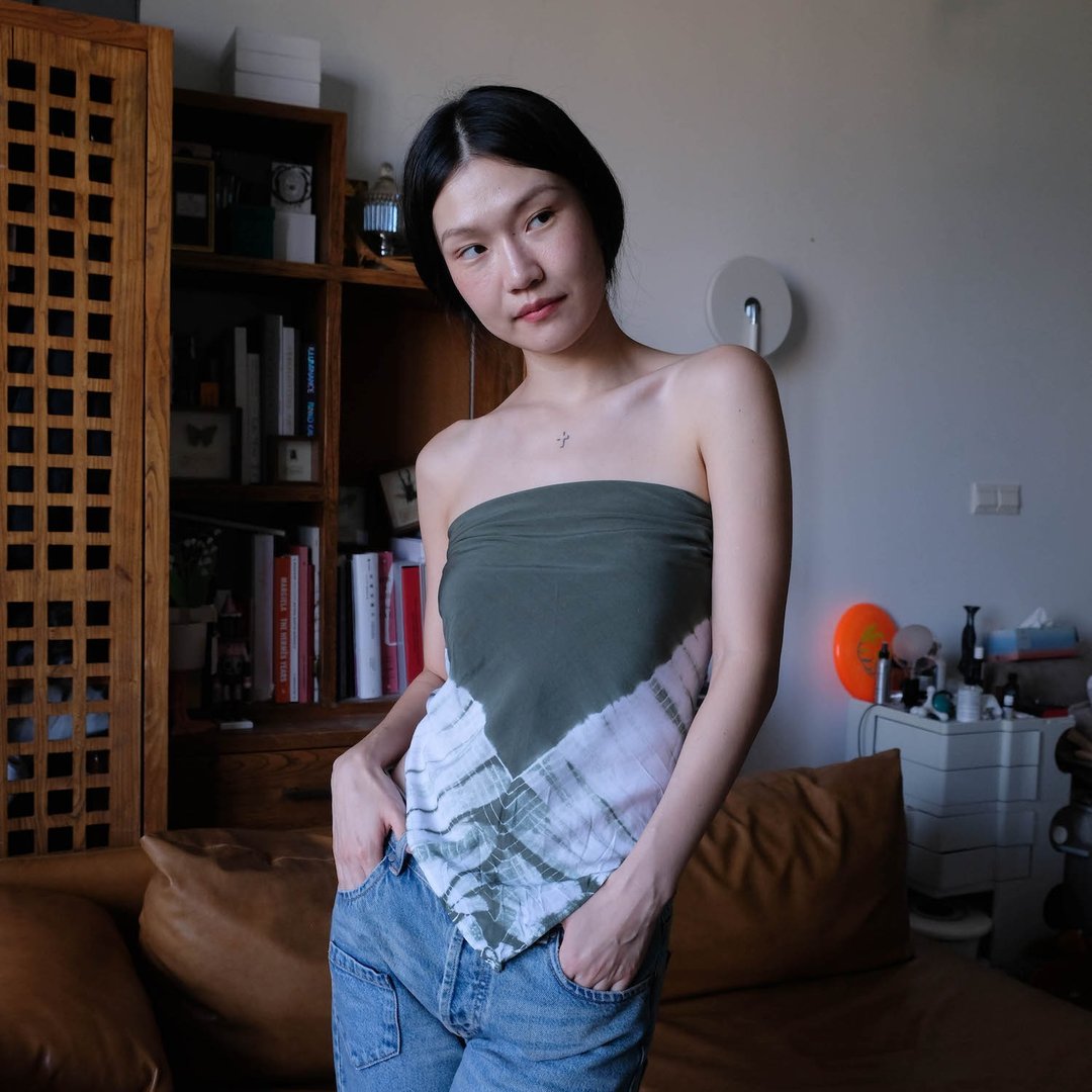 墨绿色扎染三角巾小可爱披肩 手工纯棉棉绸方巾丝巾围巾抹胸头巾 - 丝巾 - 棉 绿色