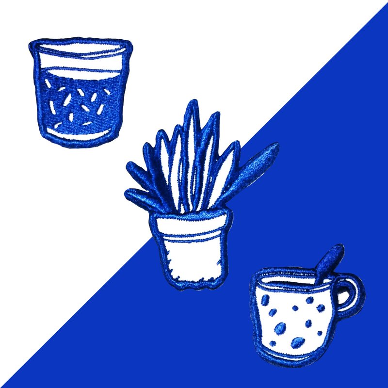 Cobalt SET - 徽章/别针 - 绣线 蓝色