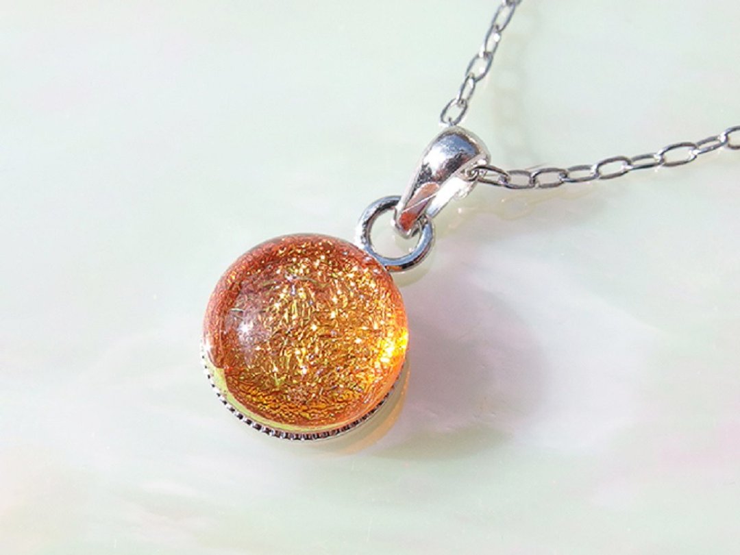 闪耀玻璃 (Kirari【太阳】链坠项链【可选尺寸】】【预约制作】 - 项链 - 玻璃 橘色