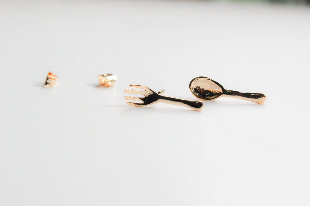 Fork and Spoon Earring - 耳环/耳夹 - 纸 