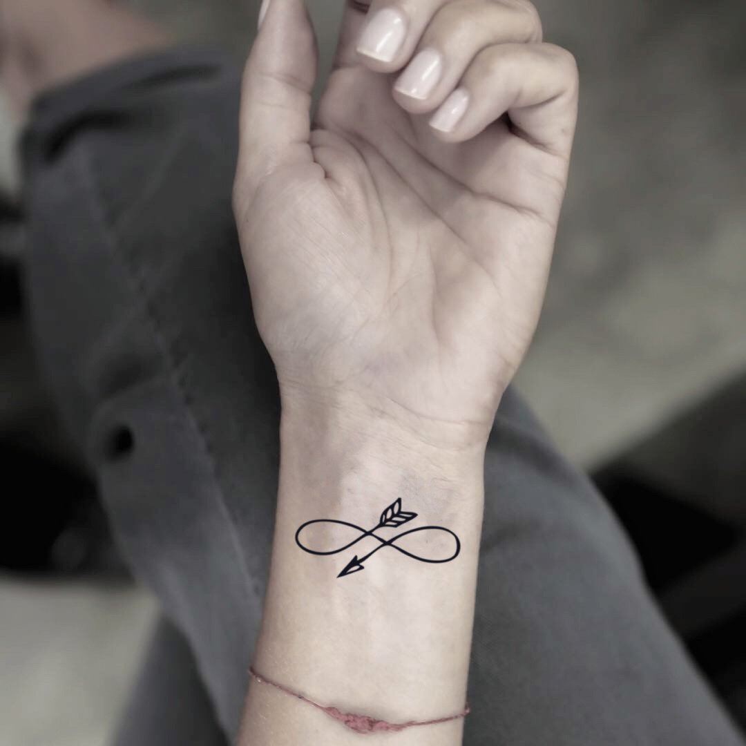 OhMyTat 无限箭头 Infinity Arrow 刺青图案纹身贴纸 (2 张) - 纹身贴 - 纸 黑色