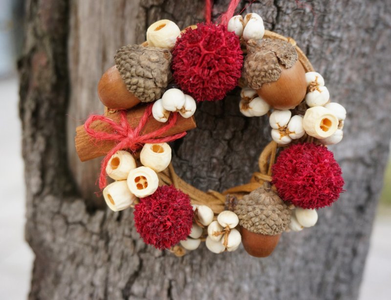 迷你果实耶诞花圈 圣诞, 花圈, 干燥花, 花, 礼物 - 干燥花/捧花 - 植物．花 红色