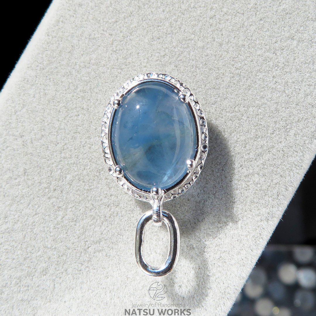 萤石 胸针 O / Fluorite Silver Brooch - 胸针 - 宝石 蓝色