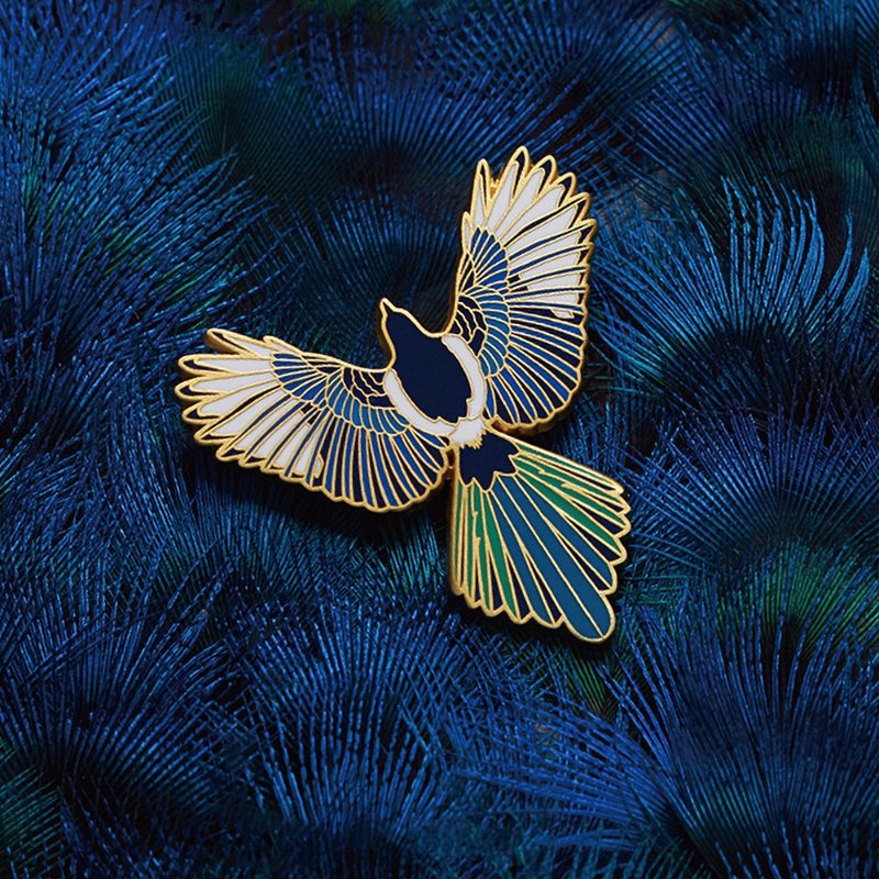 琺瑯喜鵲胸針 復古飾品胸花 項鍊 墜飾 配飾 交換禮物 領針 徽章 - 胸针 - 珐琅 
