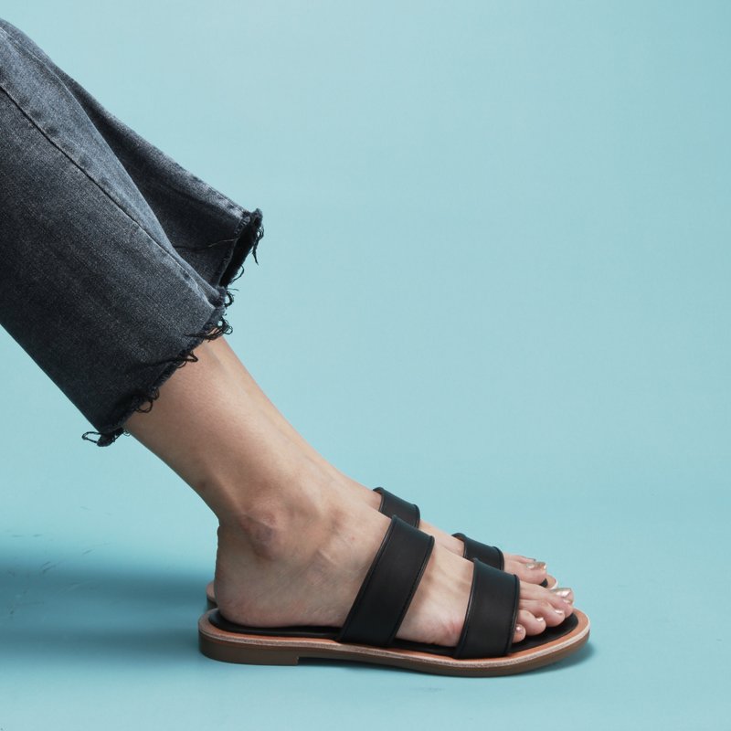 【sample sale】拖鞋 BN01黑 - 男女凉鞋 - 真皮 黑色