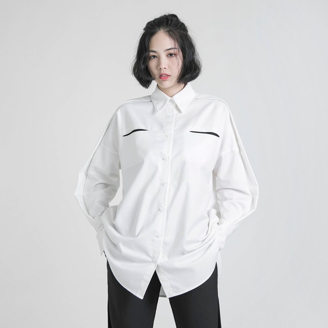 Rational 理性造型裁片衬衫_8AF050_白 - 女装衬衫 - 棉 白色
