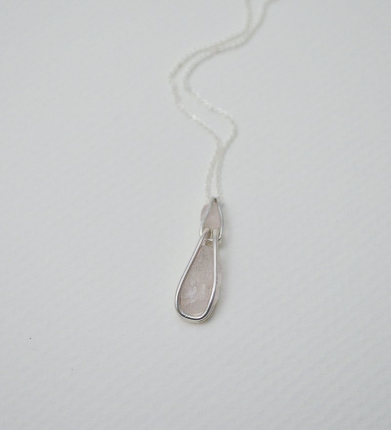 原石系列-摩根石·纯银链项链 - 项链 - 纯银 粉红色