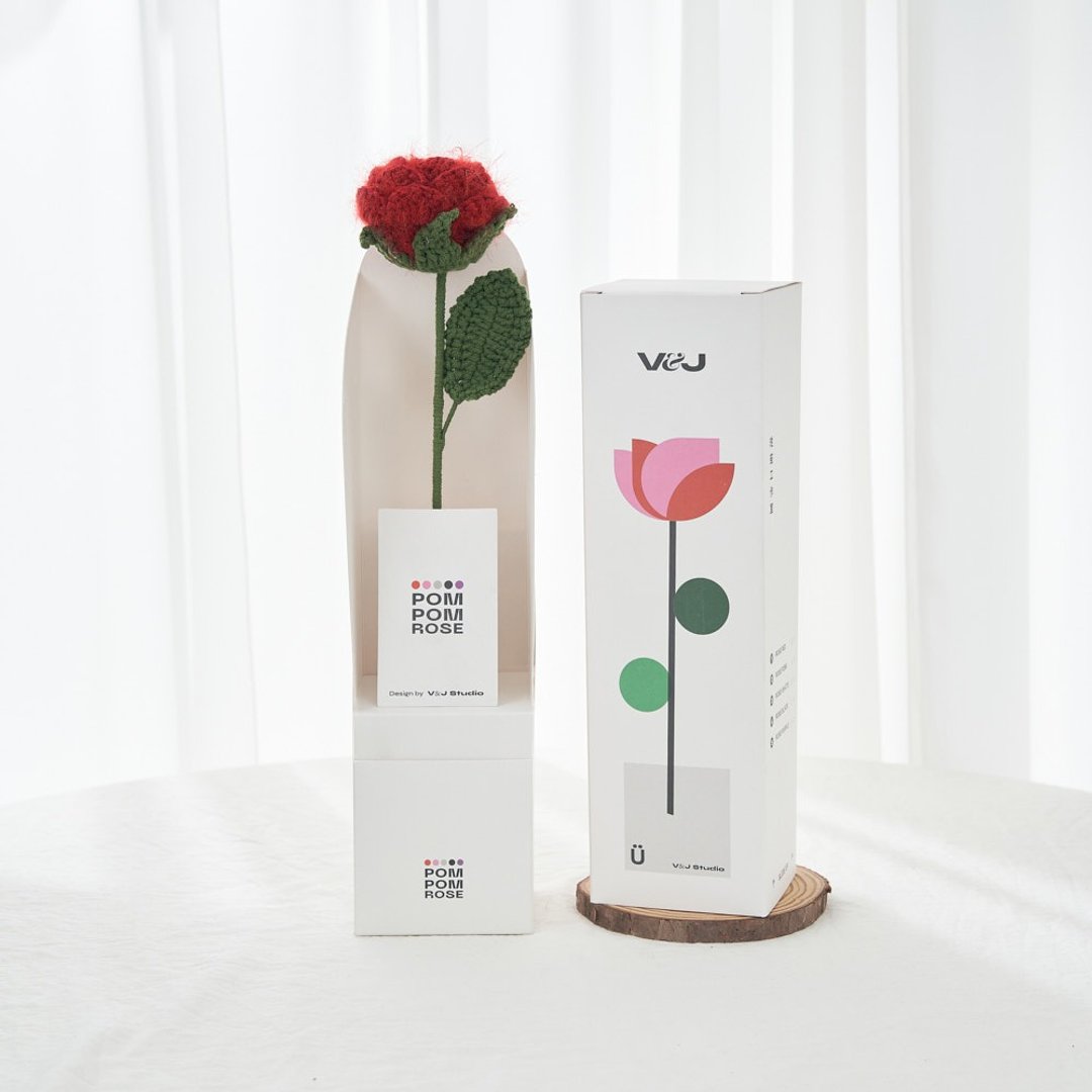 针织玫瑰 POMPOMROSE 热情的爱 - 摆饰 - 聚酯纤维 红色