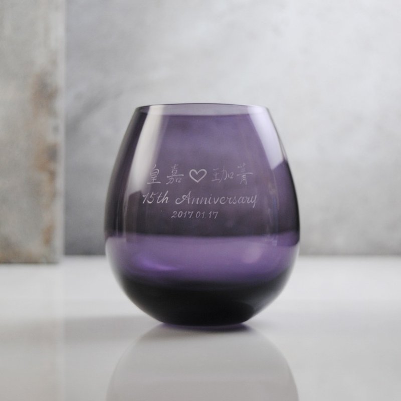 280cc【江戸硝子】日本花蕾Karai紫杯 定制化 - 茶具/茶杯 - 玻璃 紫色