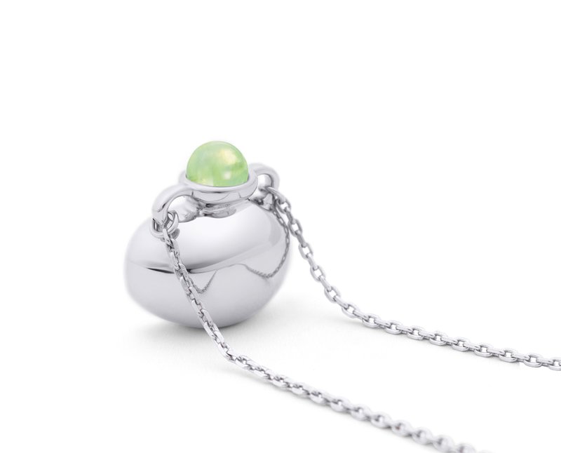 个性化刻字水瓶项链 橄榄石花瓶吊坠 925纯银安芙兰花瓶锁骨链 - 项链 - 纯银 绿色