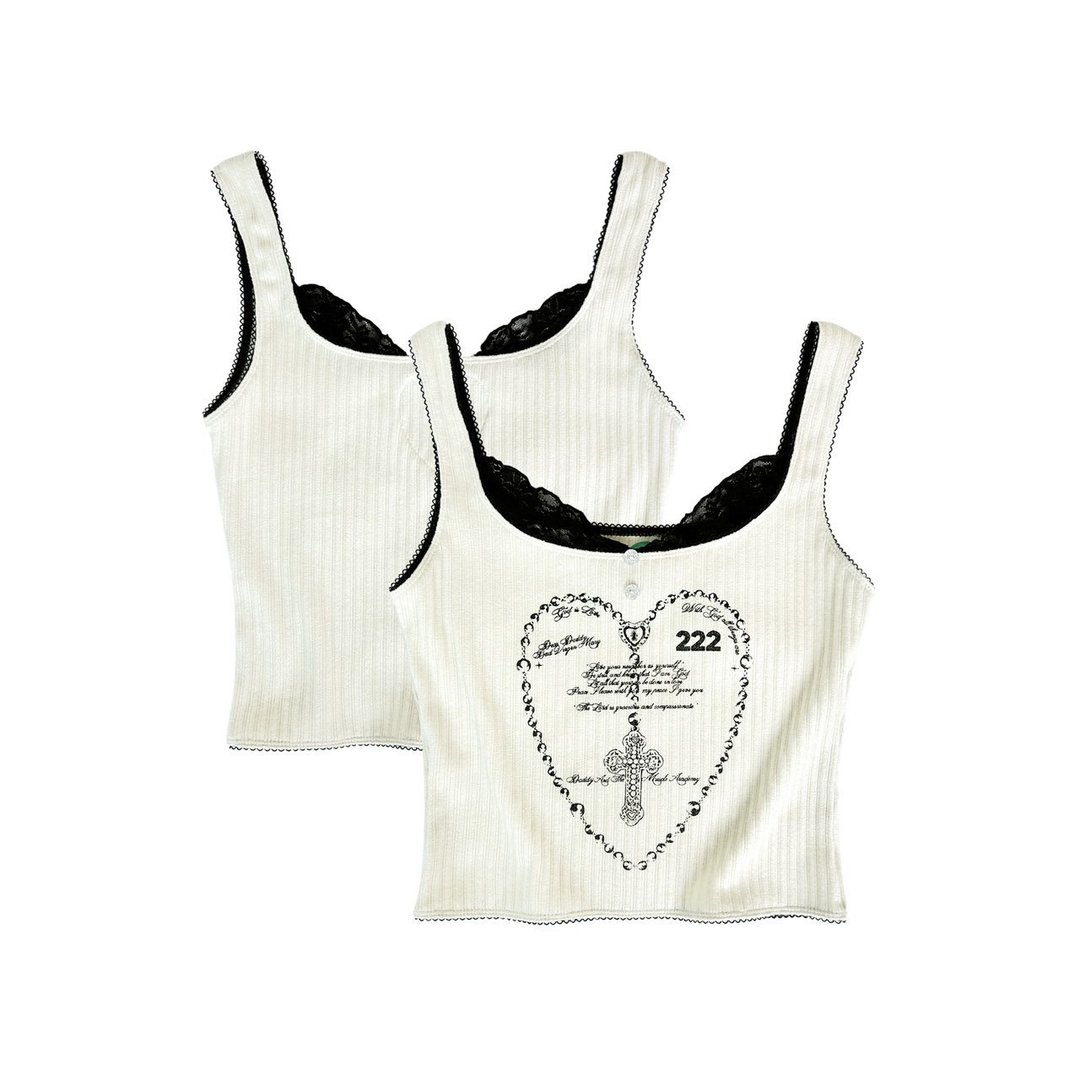 DADDY | Anglican 222 Tank Top 超可爱细肩带上衣 - 女装上衣 - 其他材质 