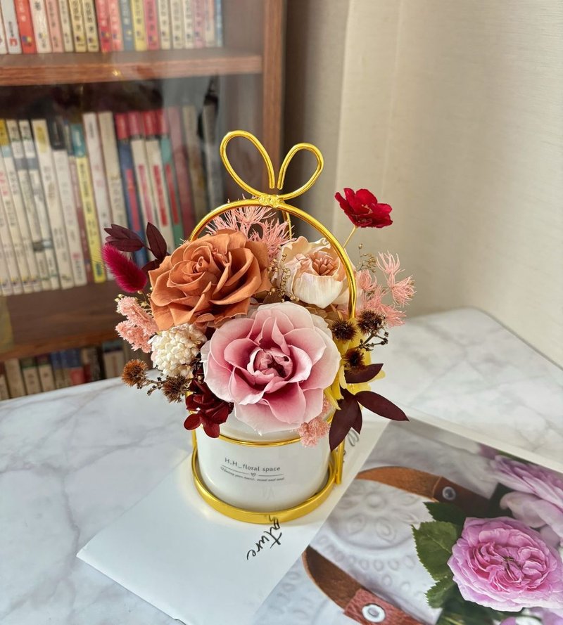 愈心花艺 | 暖心花语手提永生盆花 开幕花礼/乔迁花礼/入厝花礼 - 干燥花/捧花 - 植物．花 