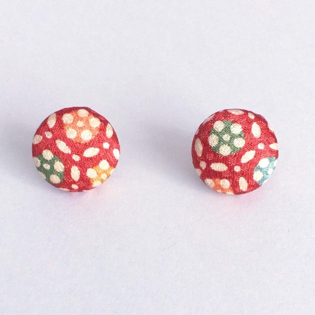 Earring with Japanese Traditional Pattern, Kimono - 耳环/耳夹 - 其他材质 红色