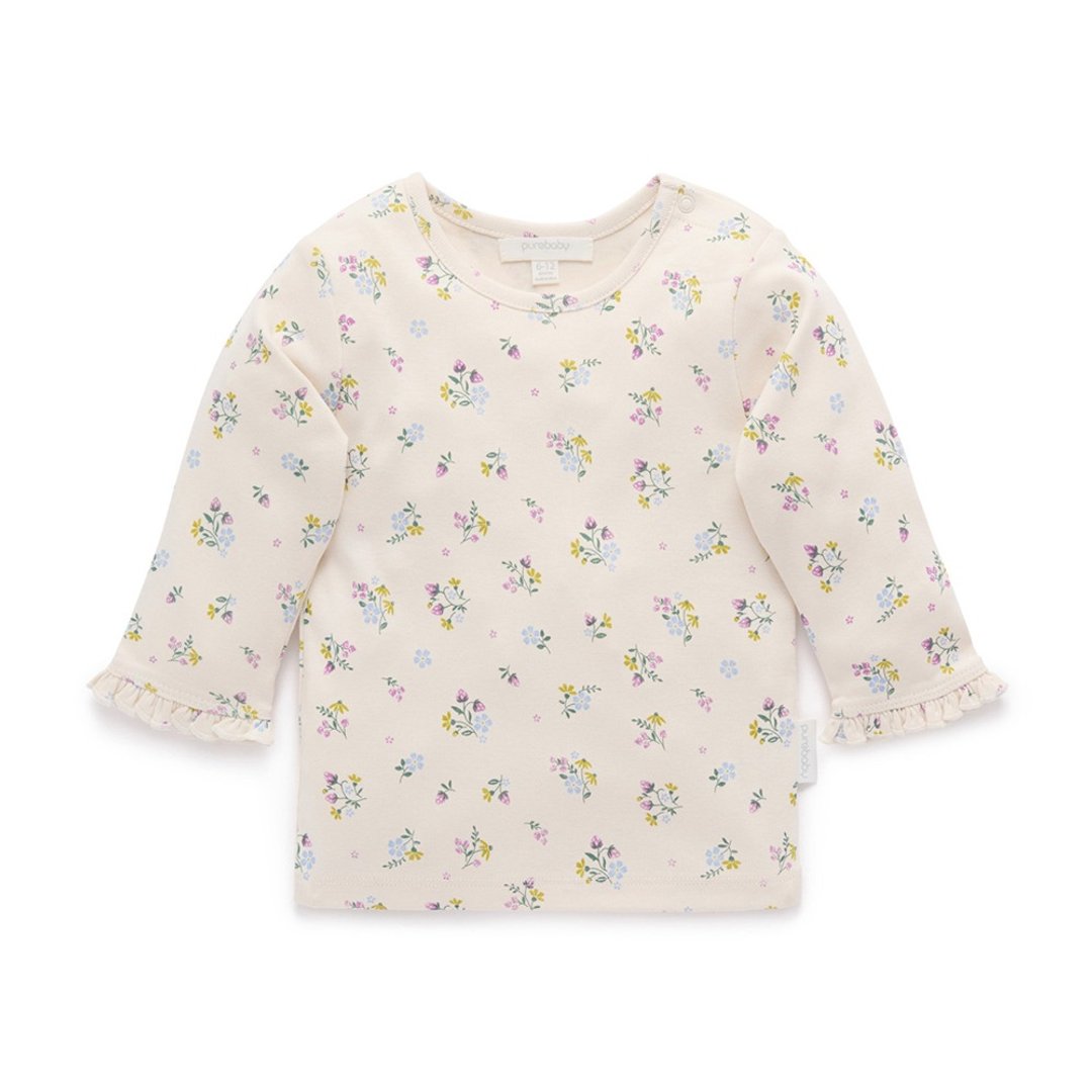 澳洲Purebaby有机棉女童长袖上衣12M~5T 米白草莓花 - 童装上衣 - 棉 
