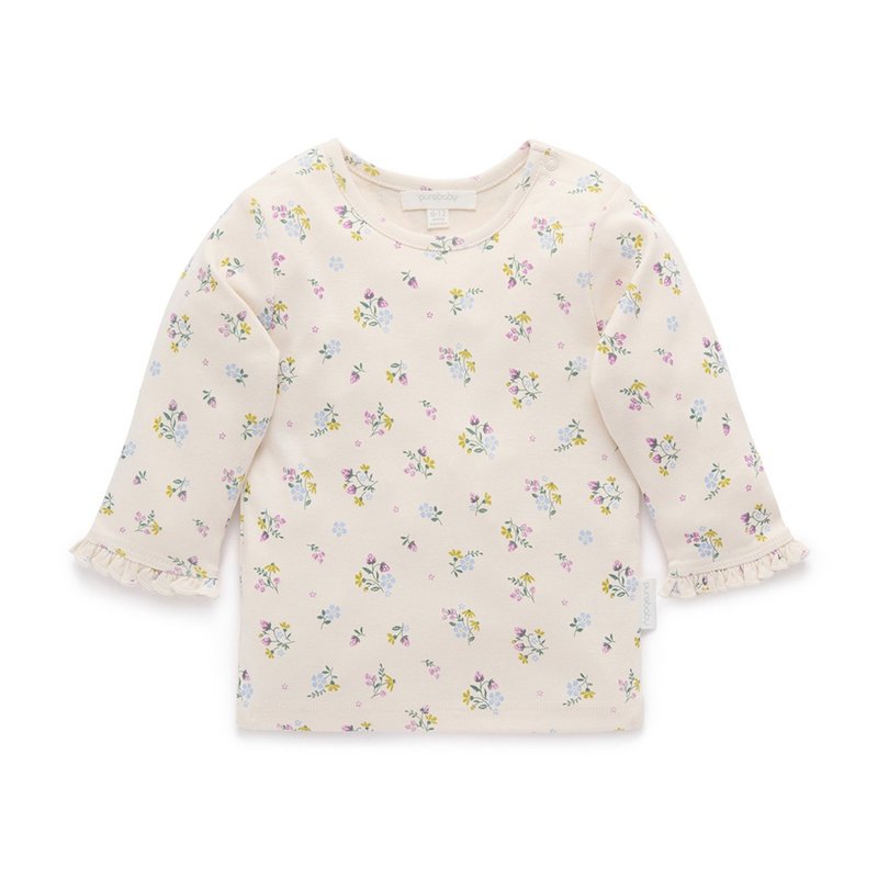 澳洲Purebaby有机棉女童长袖上衣12M~5T 米白草莓花 - 童装上衣 - 棉．麻 