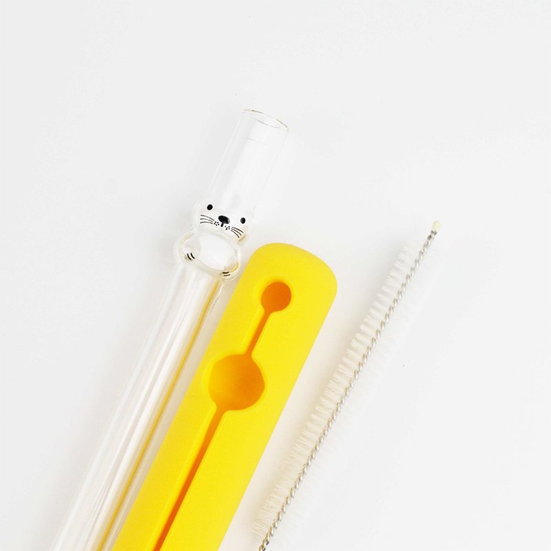 海豹造型玻璃吸管组 - 环保吸管 - 玻璃 透明