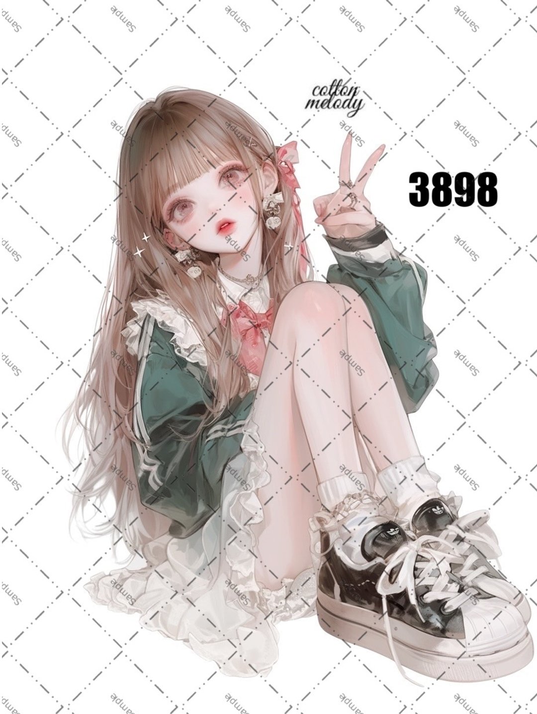 original sticker no.3898 人物贴纸 原创贴纸 原创人物贴纸 装饰贴纸 cotton melody - 贴纸 - 纸 