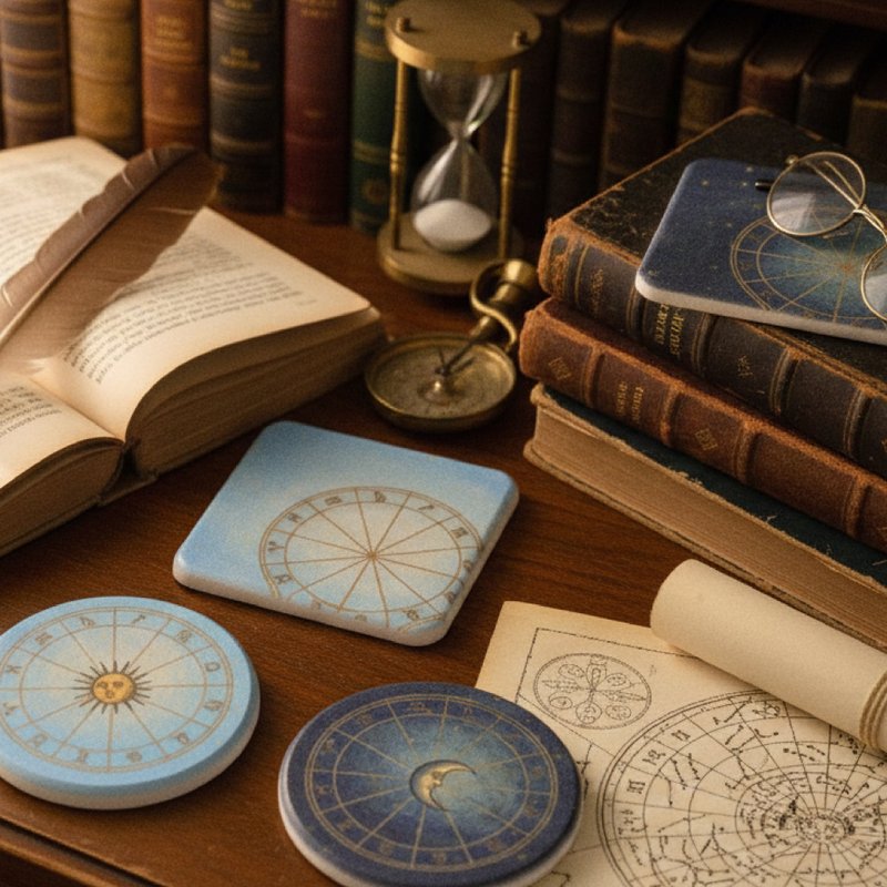 【朱庇特的茶会】星界  昼夜－古典星图杯垫 圭藻土 交换礼物 - 其他 - 环保材料 金色