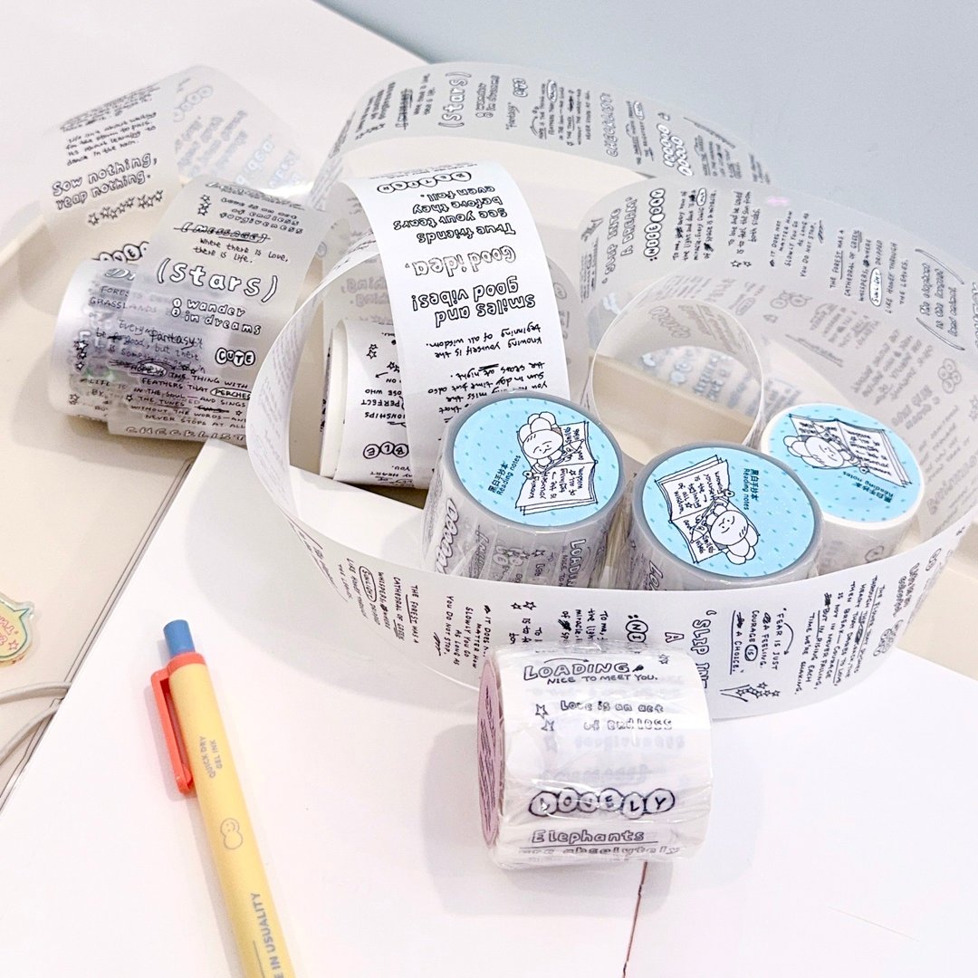 黑白手抄本字素模切膠帶 / 手帳文字貼紙 / 復古拼貼素材膠帶 - 纸胶带 - 纸 多色