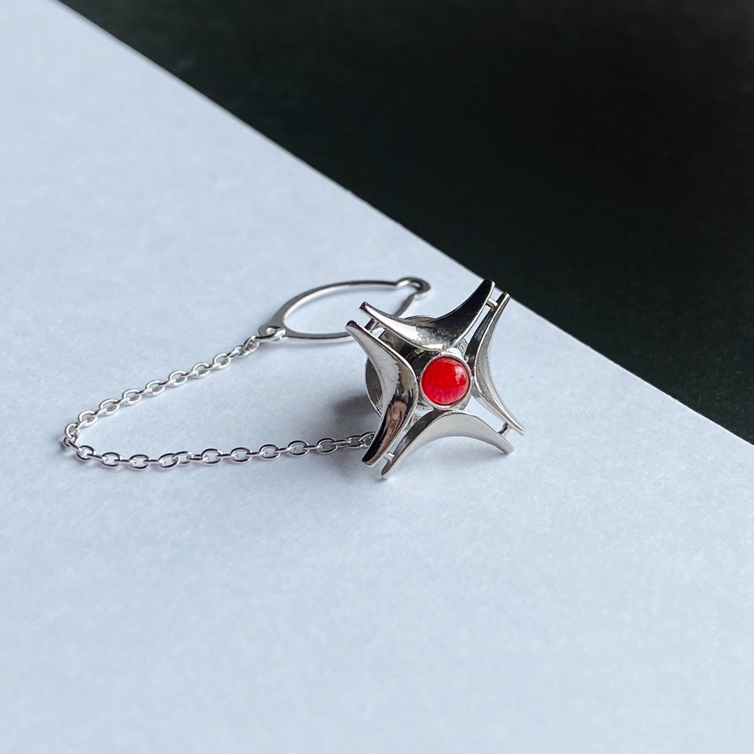Southern Cross [Ruby Ruby] Cloisonne Tie Tack Lapel Pin Pure Silver Cloisonne - 领带/领带夹 - 其他材质 红色