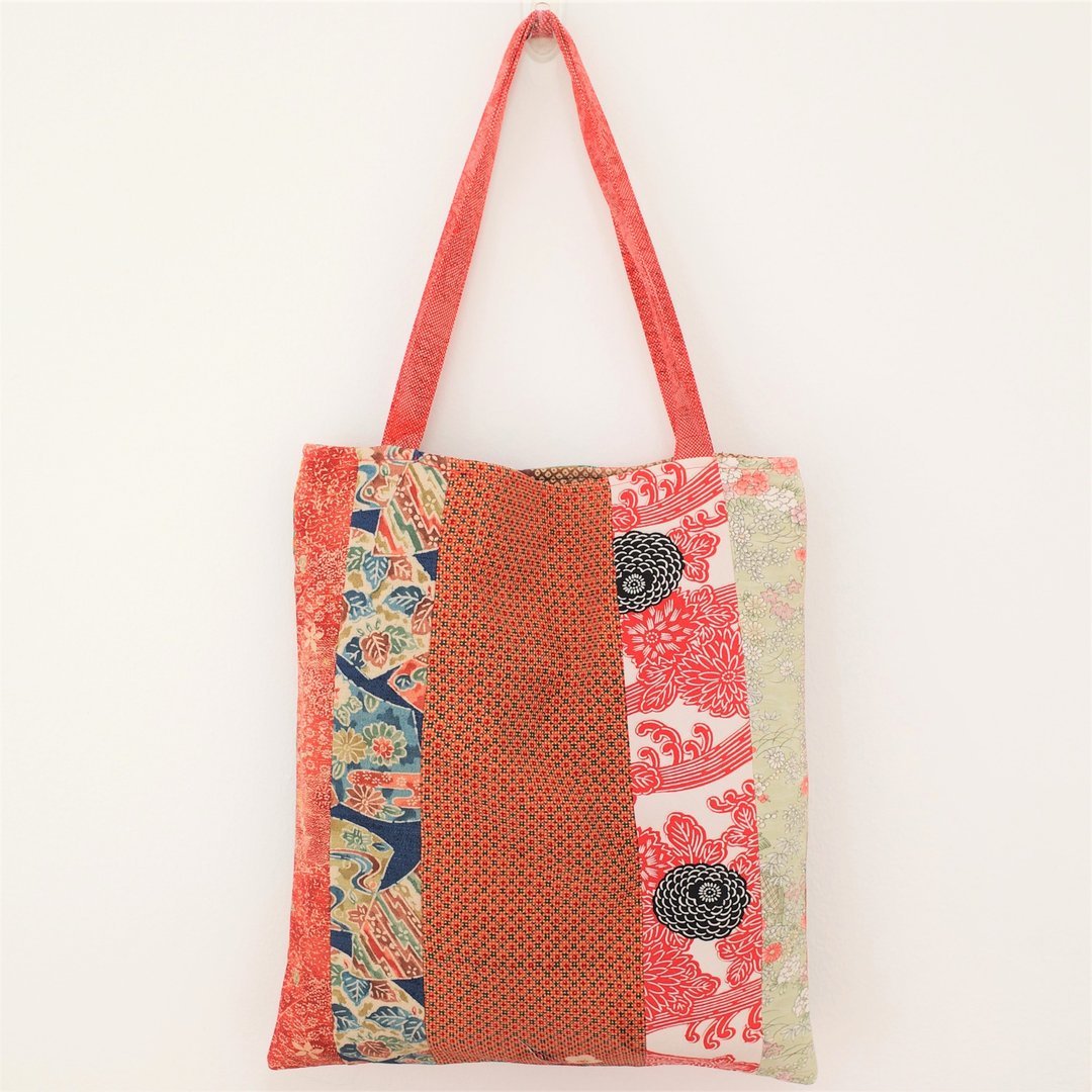 Vintage Silk Japanese Kimono Tote - Mixed patterns - 手提包/手提袋 - 丝．绢 多色