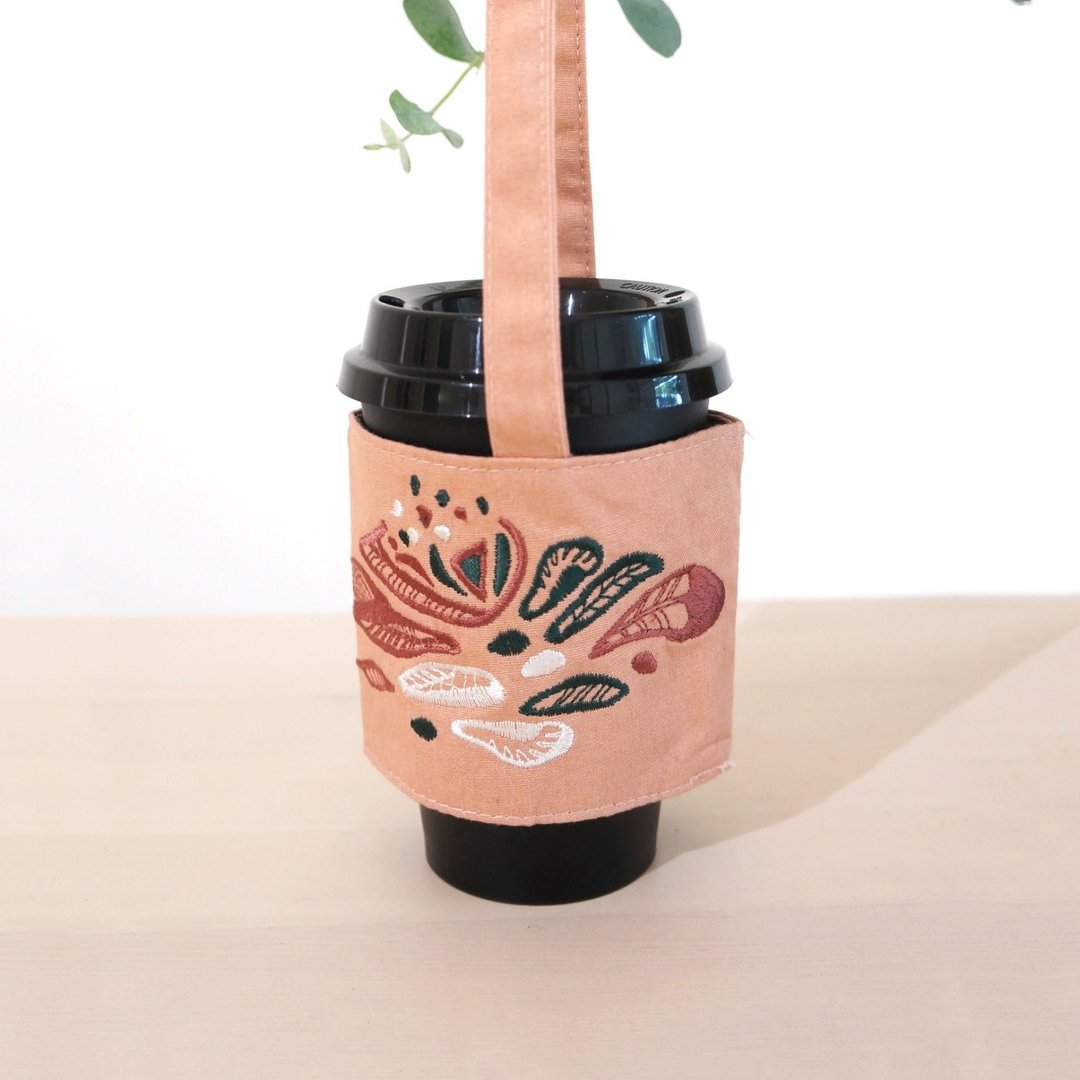 hsiu春意府城刺绣饮料提袋-珊瑚粉 - 其他 - 绣线 粉红色