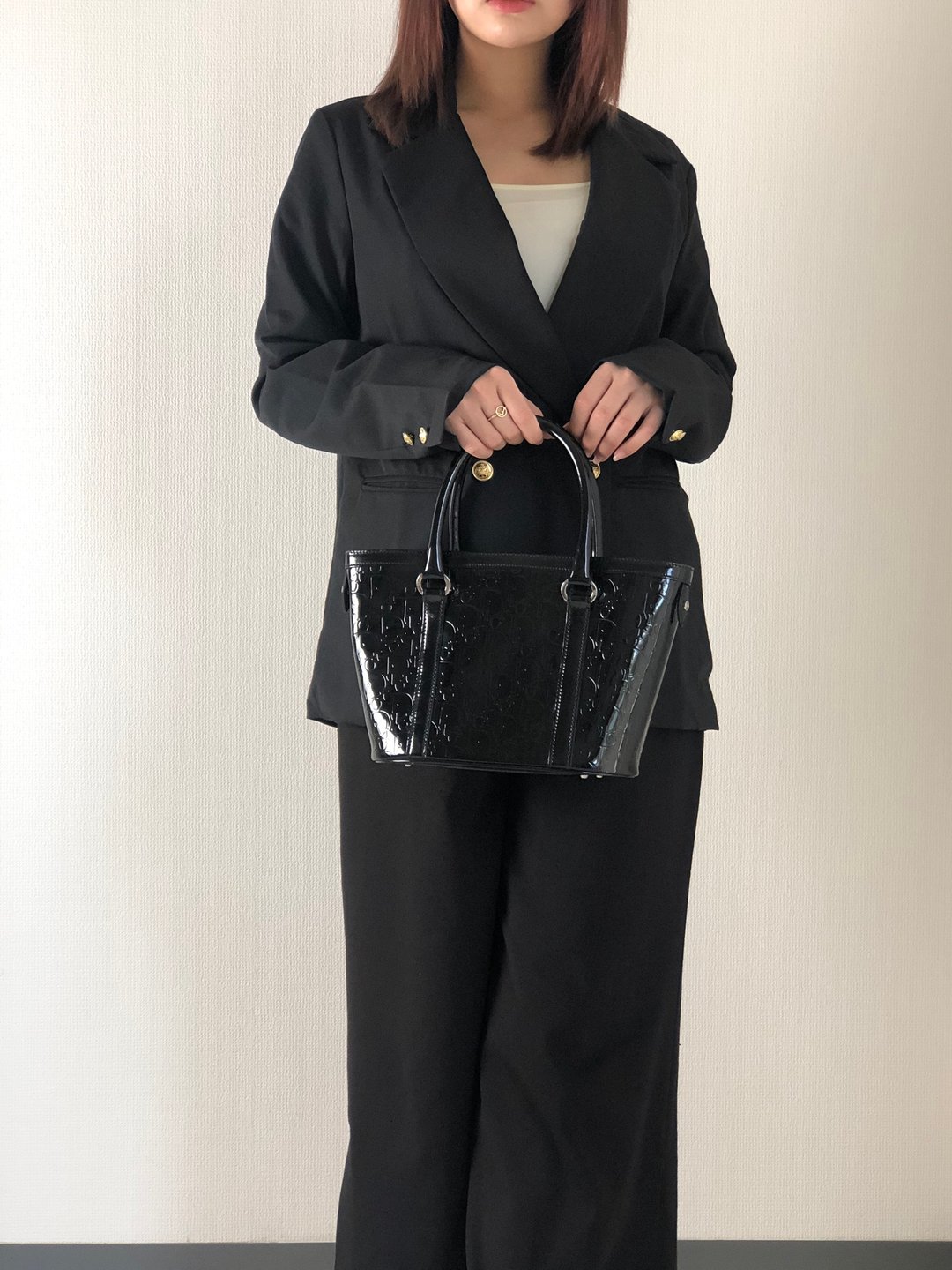 【日本直送，名牌二手包装】Christian Dior Christian Dior Trotter 手提包黑珐琅 复古 7mhu44 - 手提包/手提袋 - 其他材质 黑色