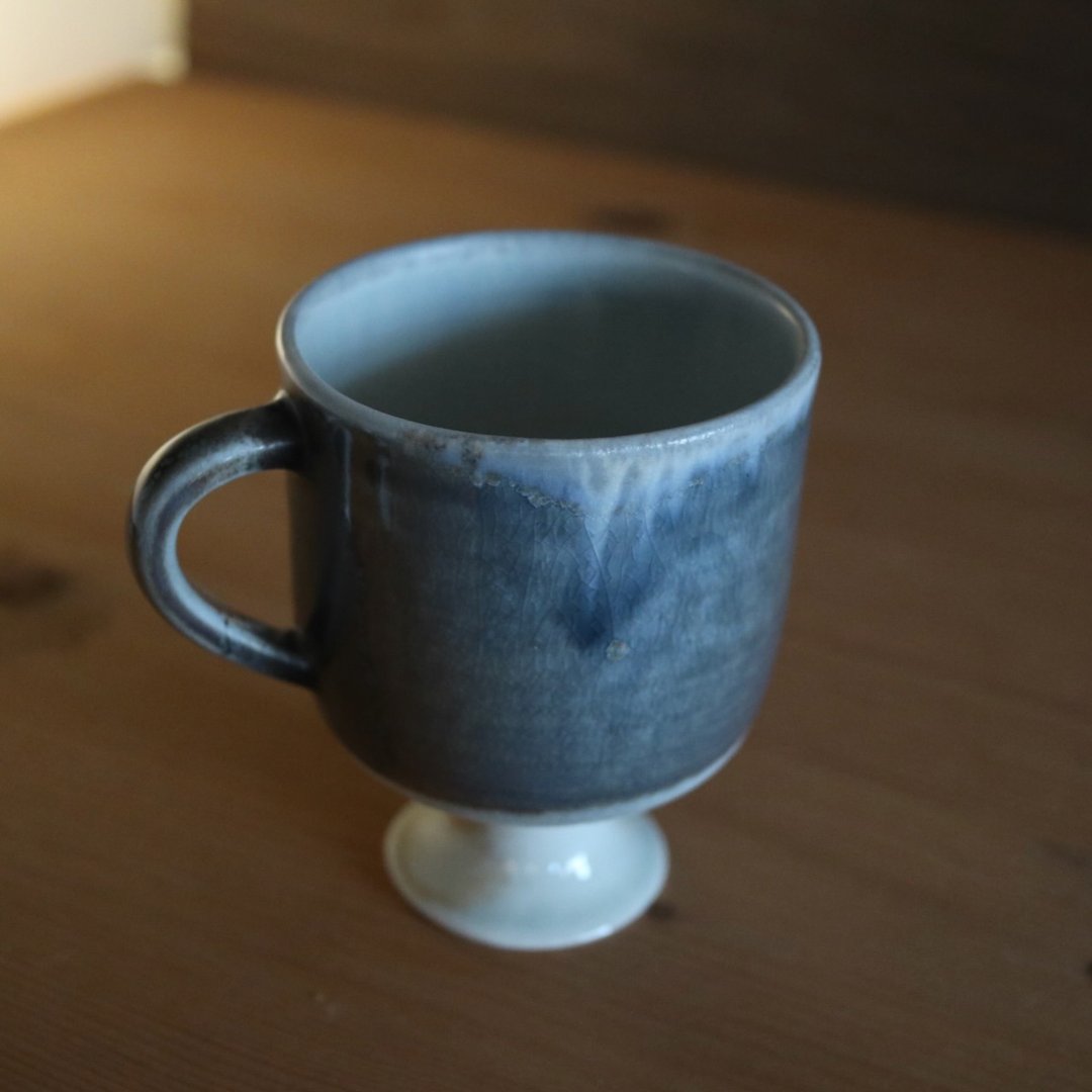 柴烧高脚杯 _ y20 - 咖啡杯/马克杯 - 瓷 蓝色