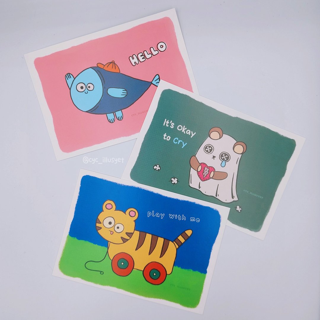 【阿妮画了没】明信片。插画。文字。问候。卡片 - 卡片/明信片 - 纸 多色