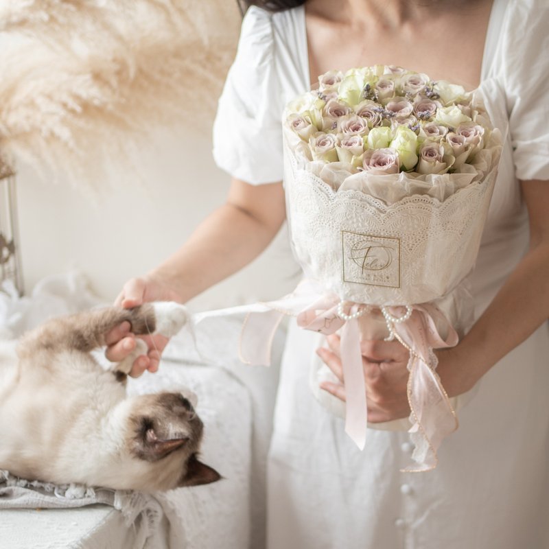 香颂蕾丝玫瑰花束 莫兰迪紫玫瑰花束【可定制化】 - 干燥花/捧花 - 植物．花 紫色