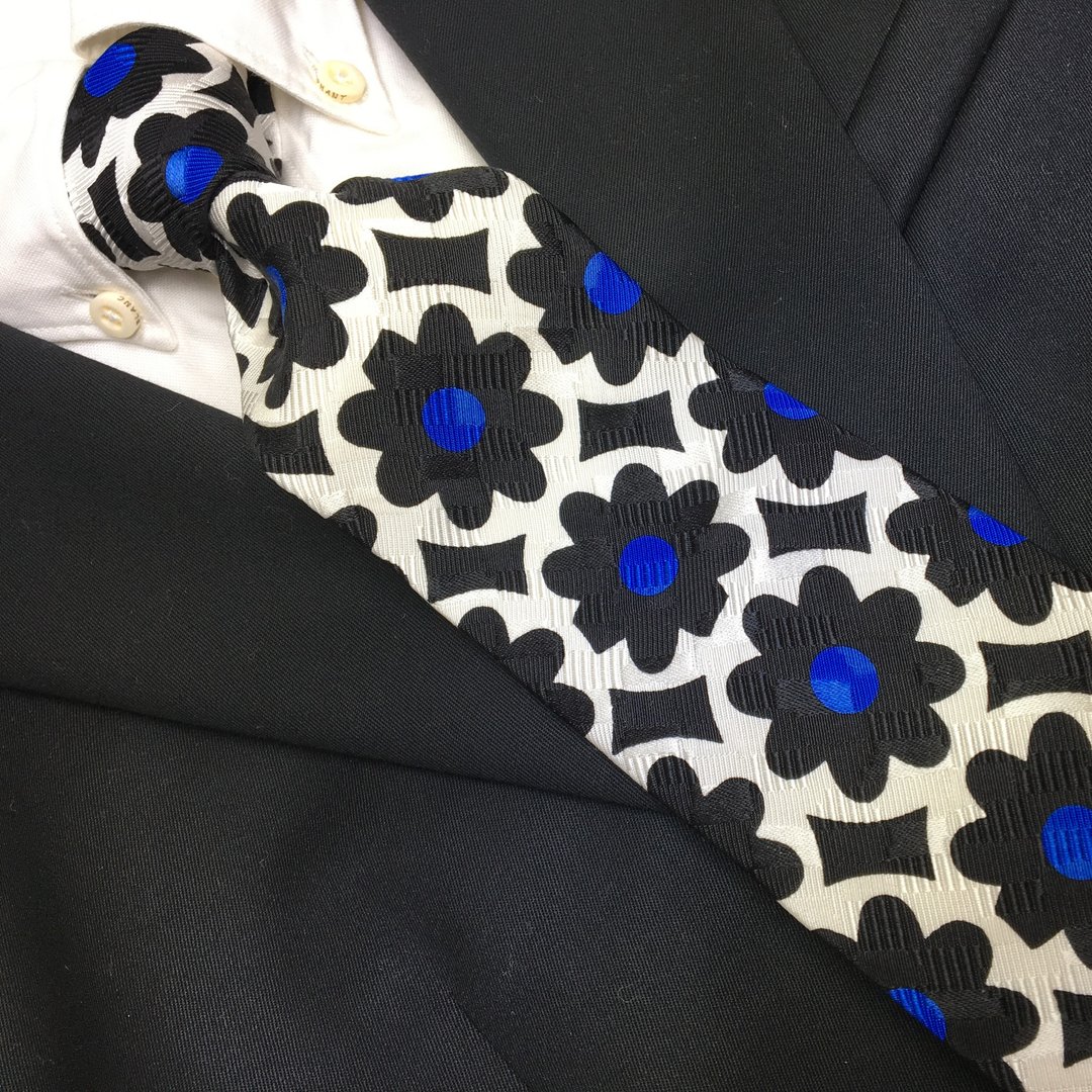 late bloomer necktie floral pattern tie - 领带/领带夹 - 丝．绢 蓝色