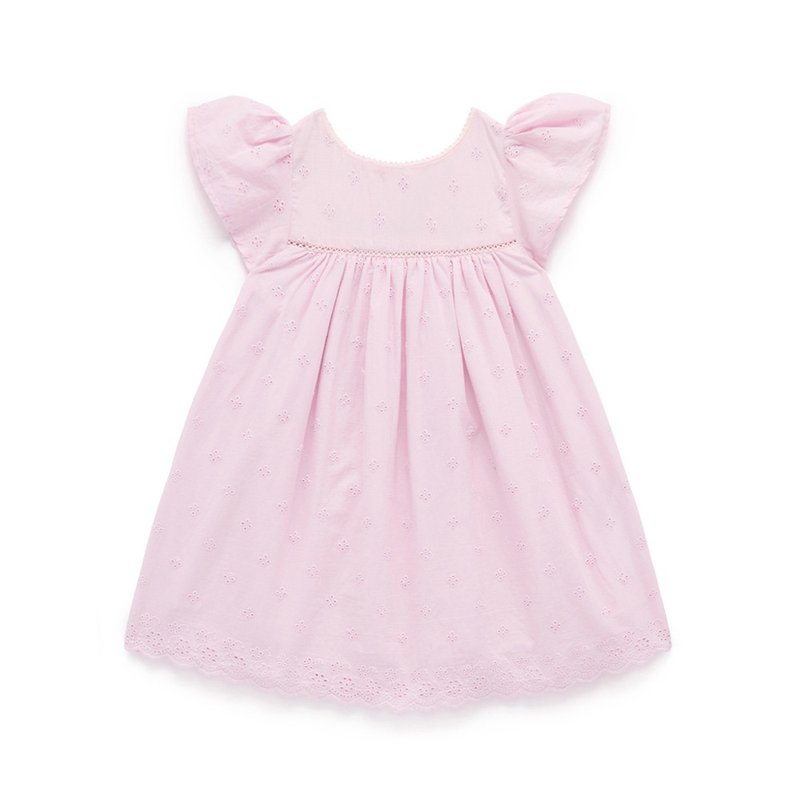 澳洲Purebaby有机棉女童洋装/童装裙 18M-4T 粉红刺绣 - 童装裙 - 棉．麻 