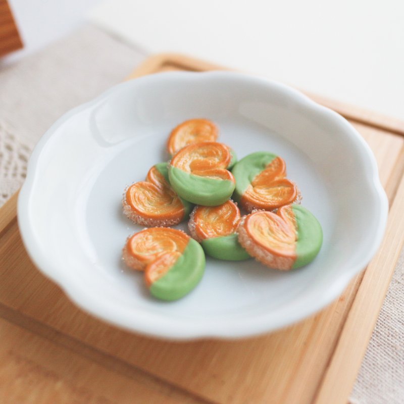 中心版 抹茶蝴蝶酥 单支 耳环 源氏パイ palmier - 耳环/耳夹 - 粘土 绿色