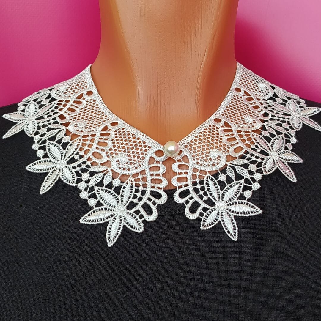 Adjustable collar lace necklace Detachable lace collar  Detachable collar - 锁骨链 - 棉．麻 