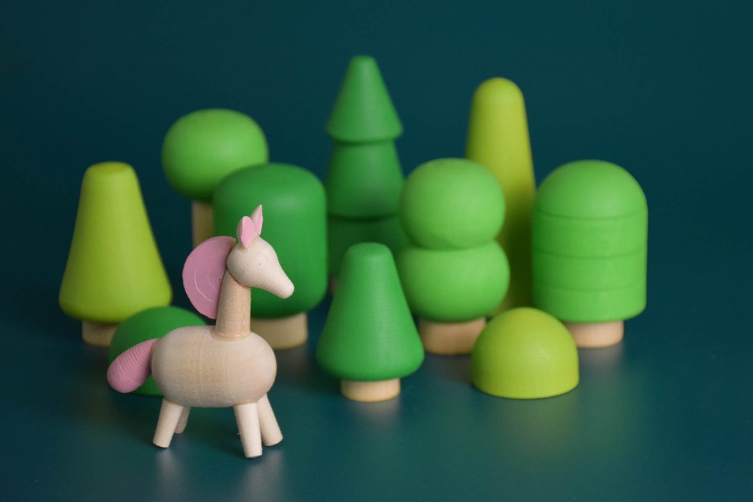 Small Wooden Tree Toy Set Forest - 玩具/玩偶 - 木头 绿色