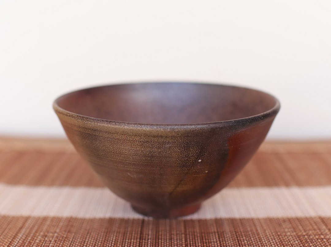 Bizen rice bowl (large) m1-044 - 碗 - 陶 咖啡色