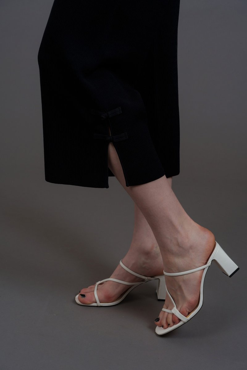 中式一字扣针织长裤 (黑色)|香港设计|休闲 - 女装长裤 - 棉．麻 黑色