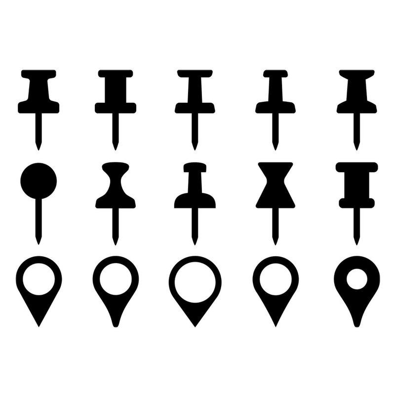Push pin svg, thumbtack svg, map pin svg, office pin svg, pin set svg, Cricut - 图文模板设计 - 其他材质 