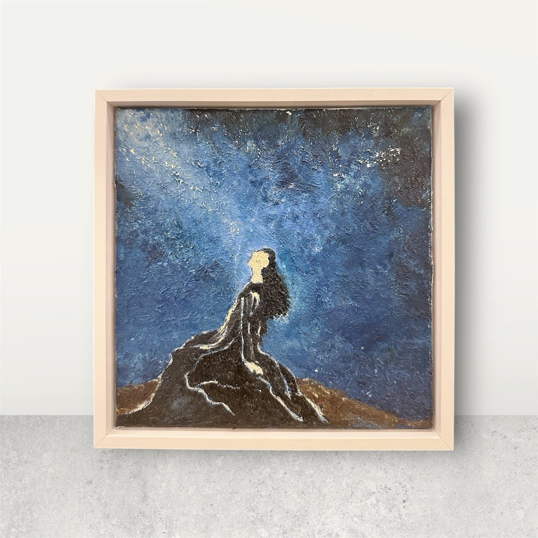 仰望夜光 油彩画布20X20CM 附框 A-Lin油画创作 - 摆饰 - 棉 