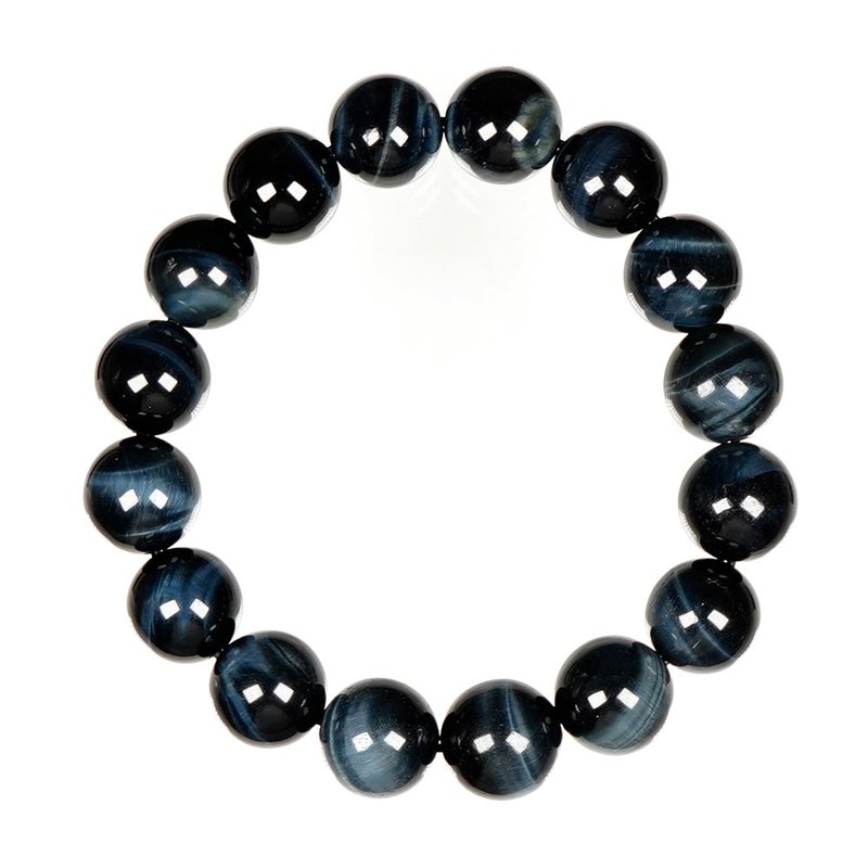 【正佳珠宝】蓝虎眼石 闪电蓝眼 12mm 蓝虎眼手珠 - 手链/手环 - 半宝石 多色