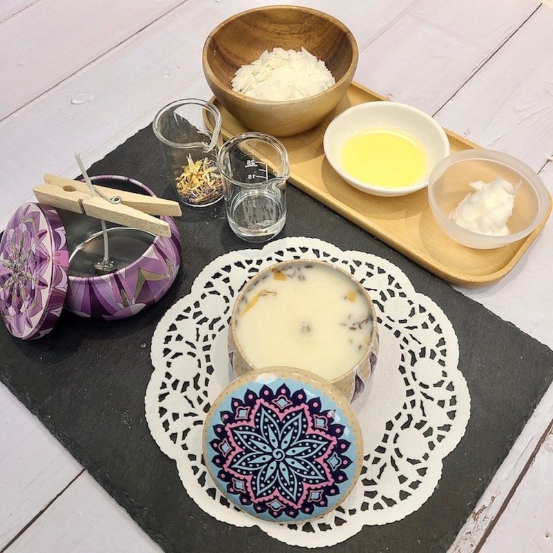 【 青手作DIY 】芳香精油SPA蜡烛 材料包 - 蜡烛/香氛/手工皂 - 其他材质 