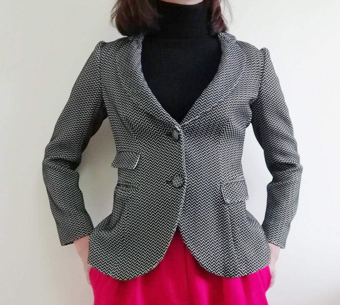 Vintage ARMANI Collezioni Black Chevron Blazer - 女装西装外套/风衣 - 其他材质 黑色