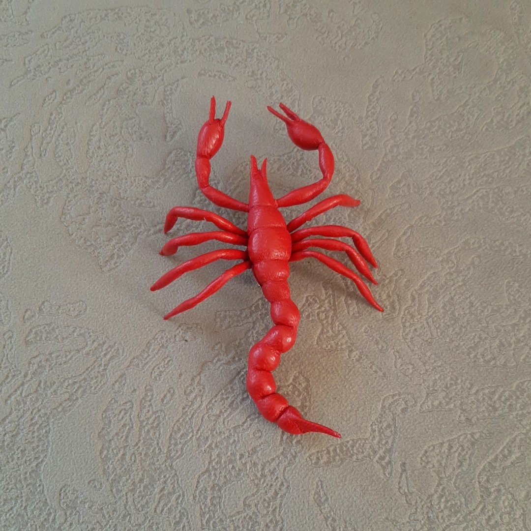 胸針 Leather brooch scorpion for her Leather women's jewelry - 胸针 - 真皮 红色