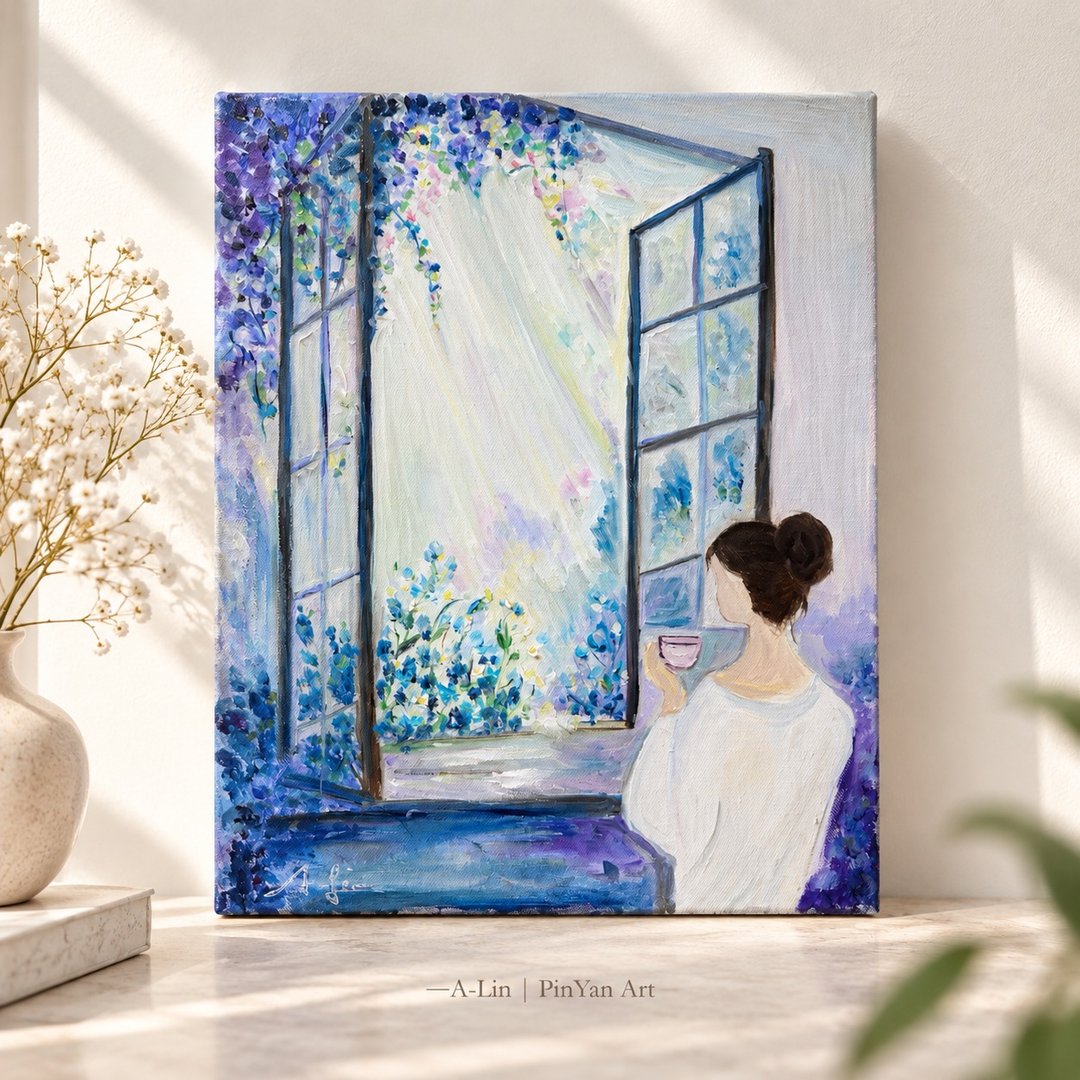 午后的蓝 油彩画布 5F 无框 A-Lin 油画创作 - 摆饰 - 棉．麻 